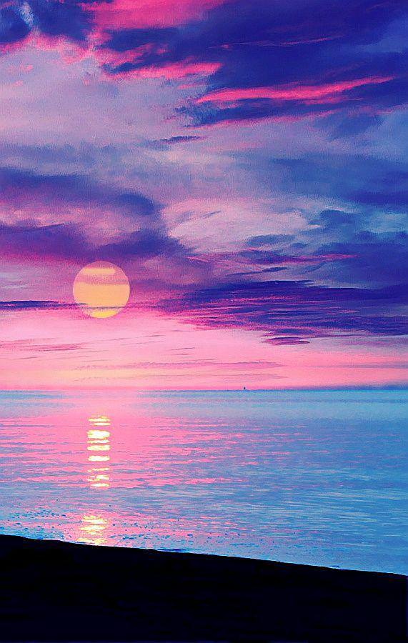 pink and blue sun